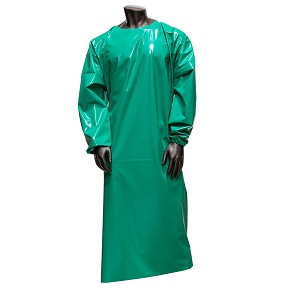 FLOOR LENGTH REG ARM 6MIL GREEN SMOCK